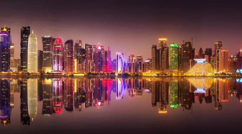 Doha skyline at night