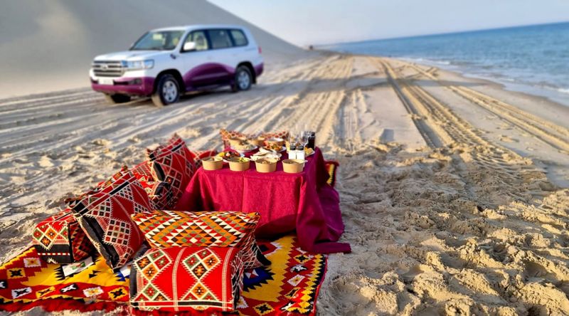 Desert camp dinner setting