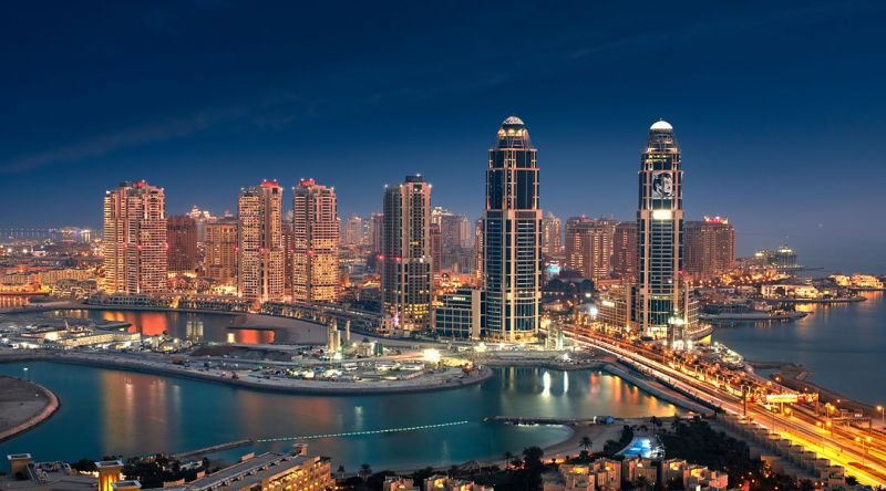 The Pearl Qatar at night